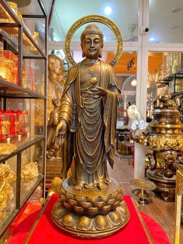 Tượng A Di Đà hào quang Cao đến đầu 40, đến lá đề 45, sâu 17 nặng 5kg