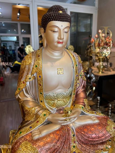 Tượng phật A Di Đà dát vàng 24k VIP Cao 40 nặng 11.8 kg