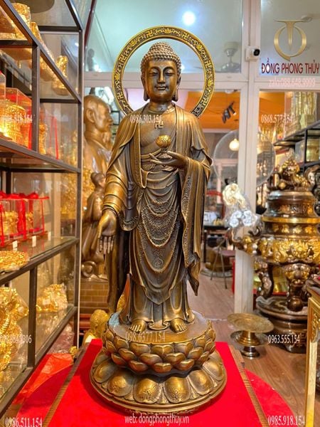 Tượng A Di Đà hào quang Cao đến đầu 40, đến lá đề 45, sâu 17 nặng 5kg