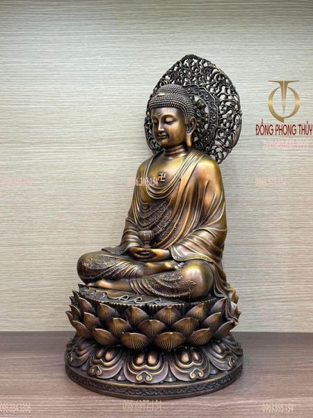 Tượng phật A Di Đà bằng đồng Cao 45cm nặng 12kg