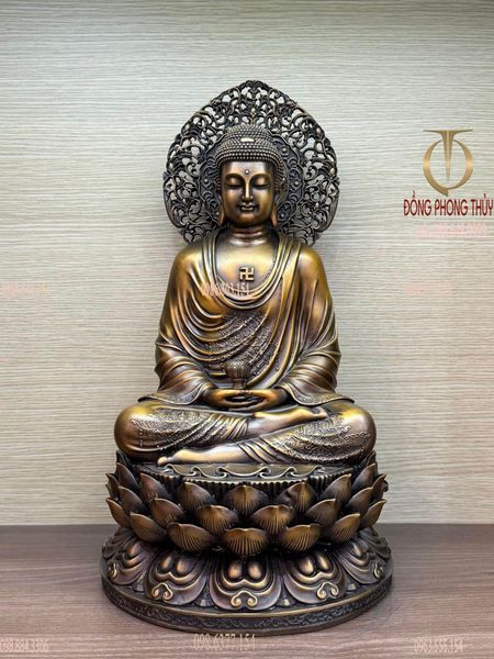 Tượng phật A Di Đà bằng đồng Cao 45cm nặng 12kg