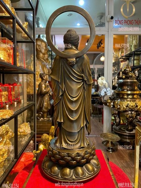 Tượng A Di Đà hào quang Cao đến đầu 40, đến lá đề 45, sâu 17 nặng 5kg