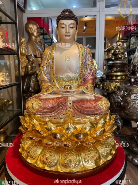 Tượng phật A Di Đà dát vàng 24k VIP Cao 40 nặng 11.8 kg