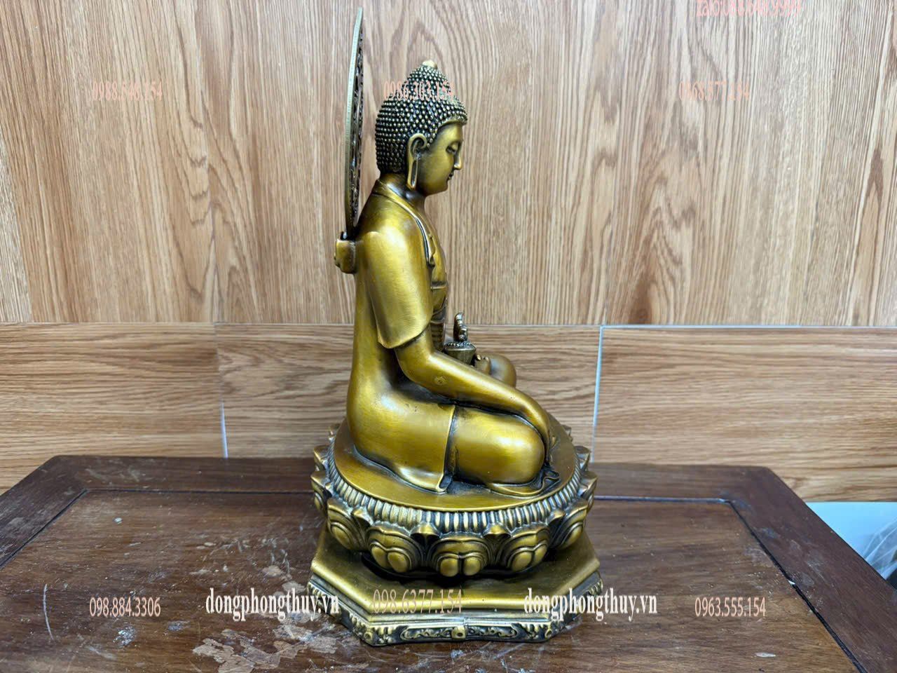 Tượng dược sư bằng đồng cao 32cm ngang 20 sâu 17 nặng 6,4kg