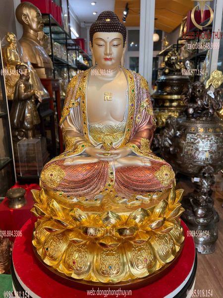 Tượng phật A Di Đà dát vàng 24k VIP Cao 40 nặng 11.8 kg