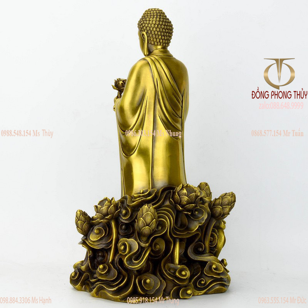Tượng phật A Di Đà đứng bằng đồng Cao 37