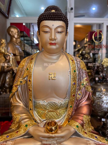 Tượng phật A Di Đà dát vàng 24k VIP Cao 40 nặng 11.8 kg