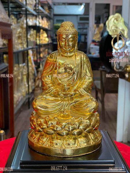 Tượng phật a di đà 17cm dát vàng