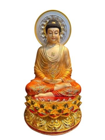 Tượng A Di Đà Cao 34,5 ngang 18, sâu 18 nặng 5kg dát vàng 24k