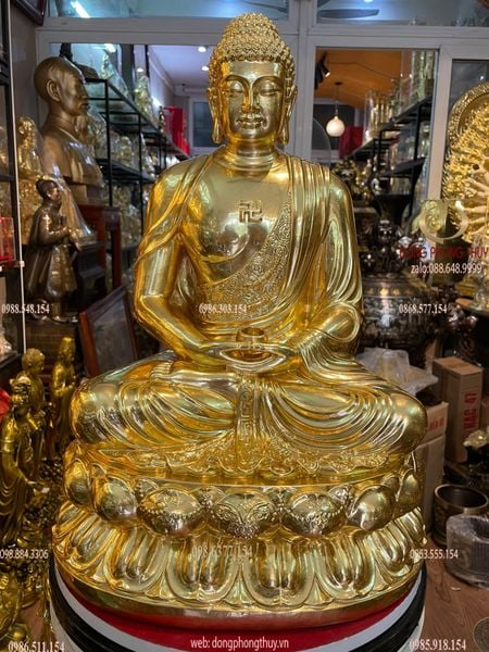 Tượng A Di Đà bằng đồng dát vàng 24K cao 50cm