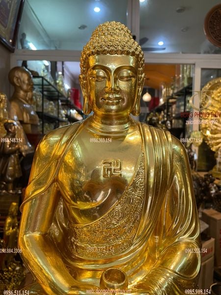 Tượng A Di Đà bằng đồng dát vàng 24K cao 50cm