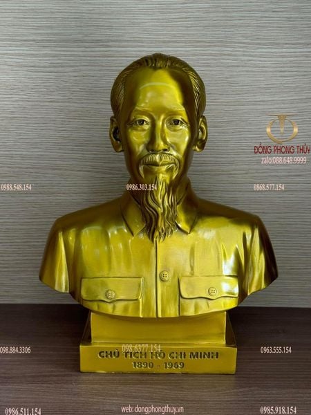 Tượng bác Hồ bằng đồng màu vàng đậm 23cm -30cm -42cm-48cm