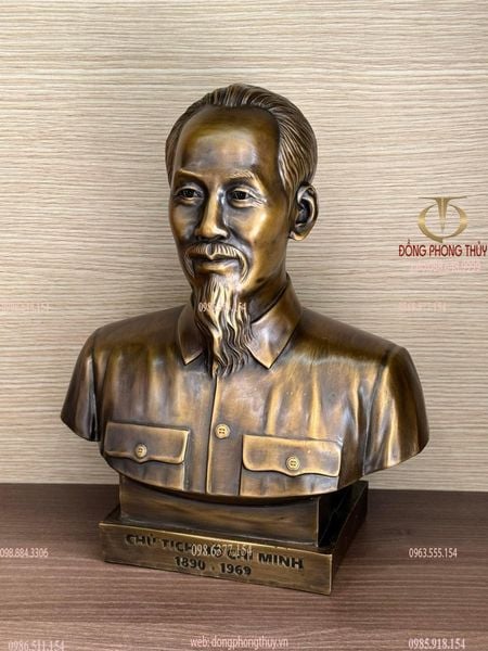 Tượng bác Hồ 42cm -48cm -23cm-30cm bằng đồng màu hun nâu