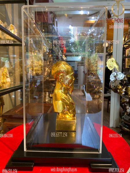 Tượng bác hồ 18cm bằng đồng dát vàng 24k
