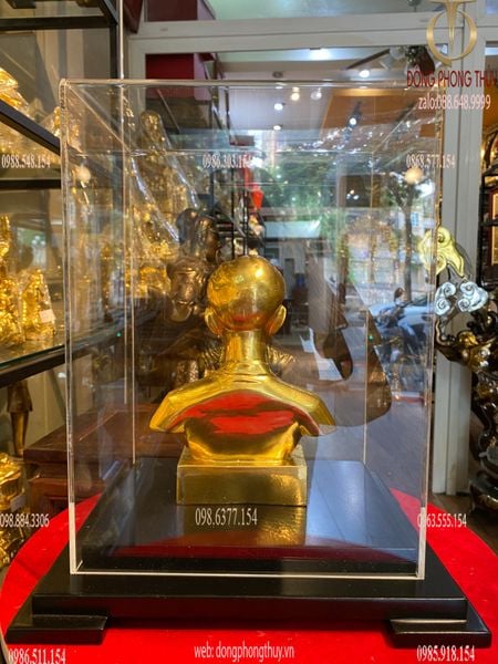 Tượng bác hồ 18cm bằng đồng dát vàng 24k