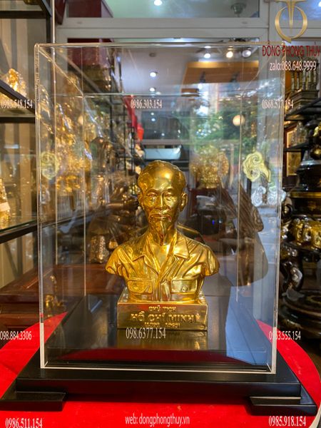 Tượng bác hồ 18cm bằng đồng dát vàng 24k