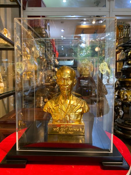 Tượng bác hồ 18cm bằng đồng dát vàng 24k