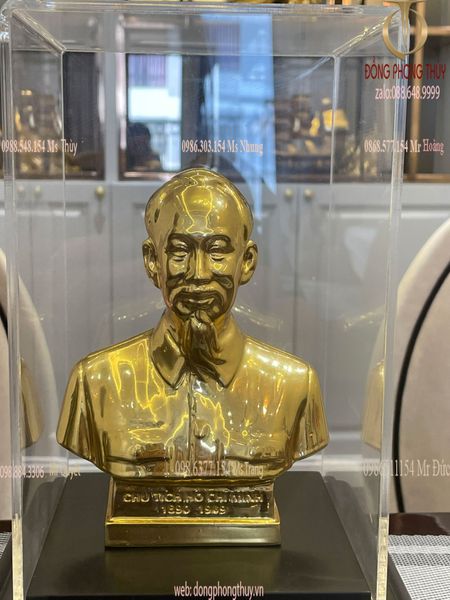 Tượng Bác Hồ Bán Thân dát vàng 24k cao 14,5cm
