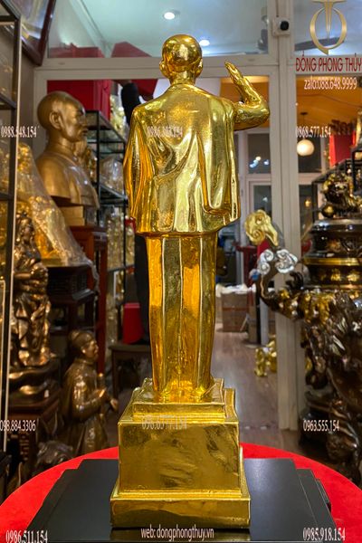 Tượng Bác Hồ đứng cao 37cm dát vàng nano