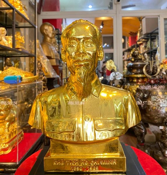 Tượng Bác Hồ 30cm dát vàng nano