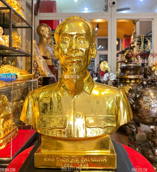 Tượng Bác Hồ 30cm dát vàng nano