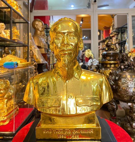 Tượng Bác Hồ 30cm dát vàng nano