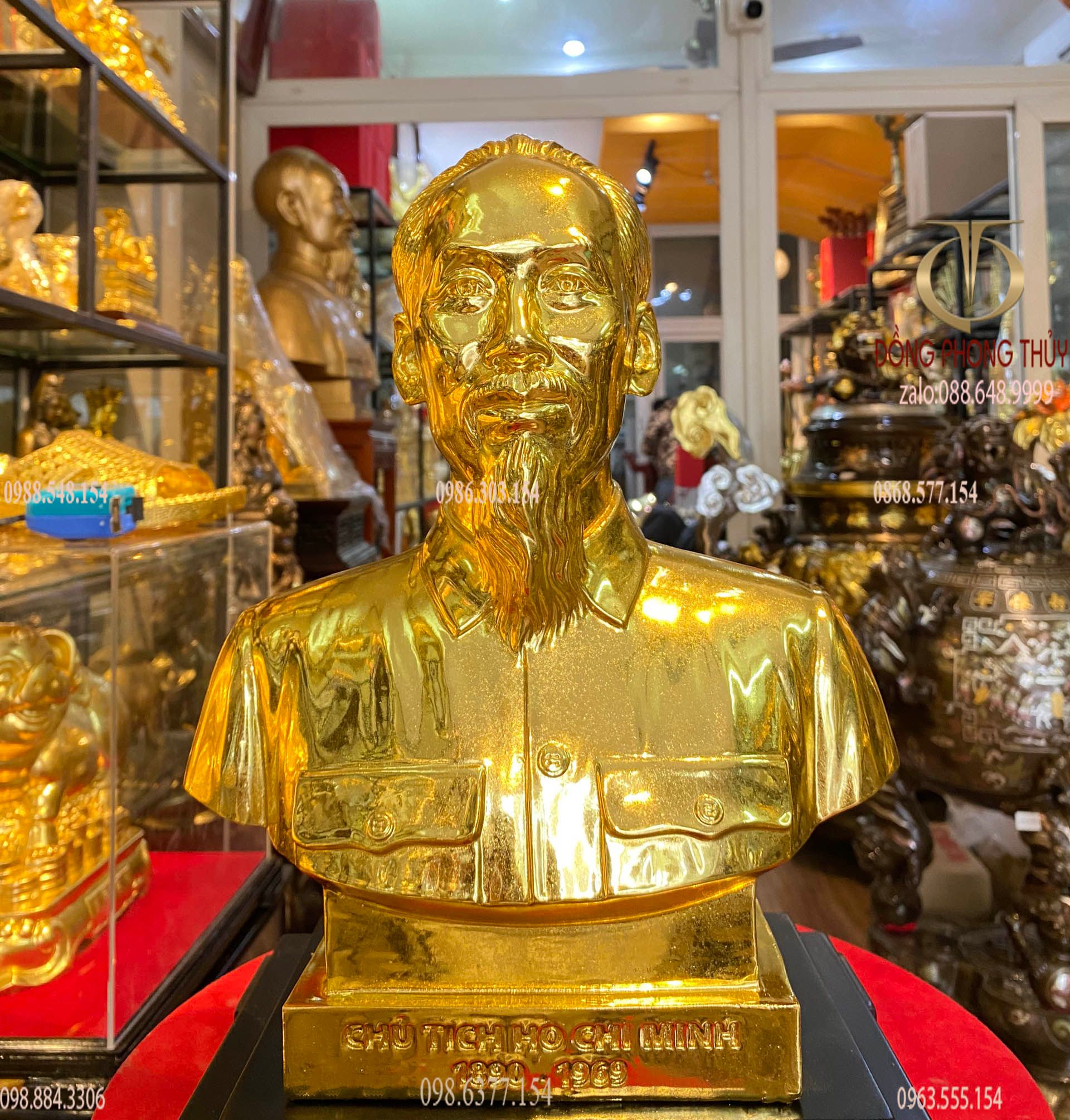 Tượng Bác Hồ 30cm dát vàng