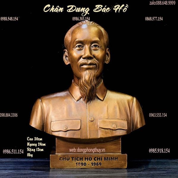 Tượng Bác Hồ 23cm-30cm-42cm-48cm bằng đồng