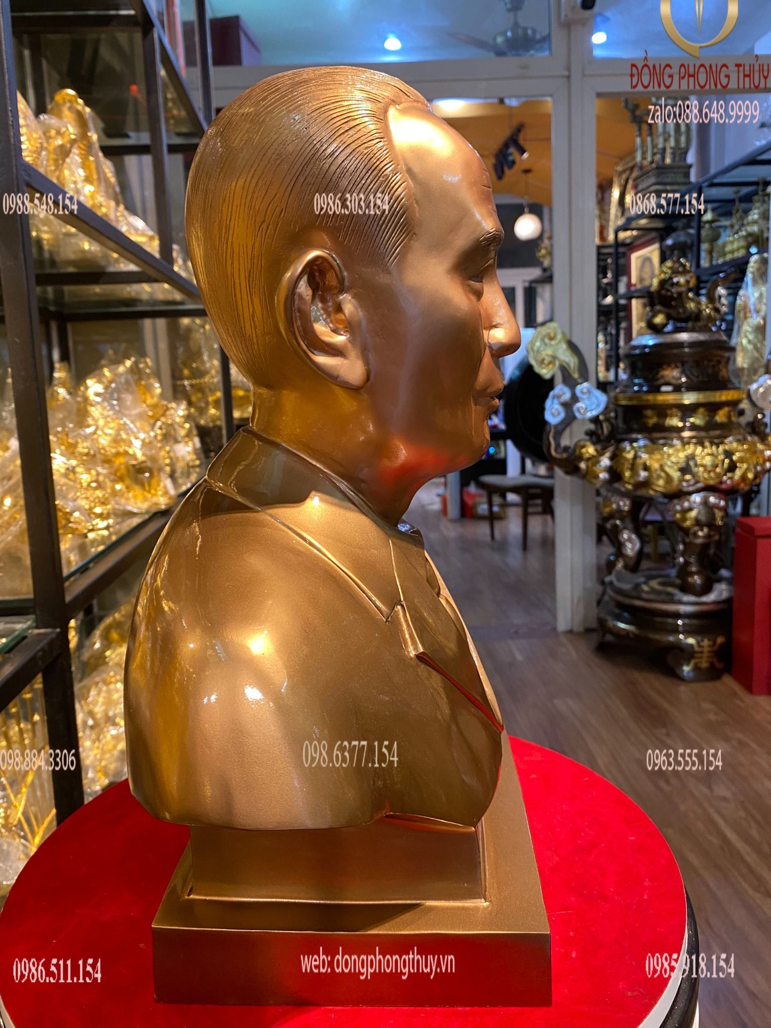 Tượng chân dung bán thân bằng đồng đỏ 38cm