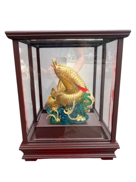Cá chép vượt vũ môn mạ vàng 24k 17x29x35cm