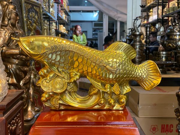 Tượng cá chép hóa rồng bằng đồng vàng