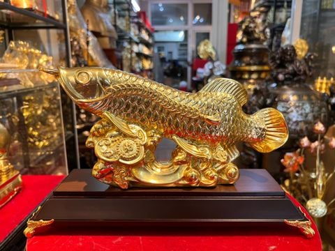 Tượng cá dát vàng 24k cao 13,dài 25, sâu 5 nặng 1,2kg