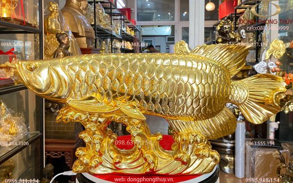 Tượng cá rồng kim long dát vàng 24k