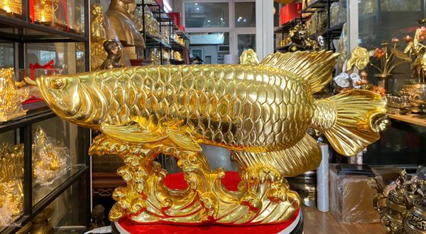 Tượng cá rồng kim long dát vàng 24k