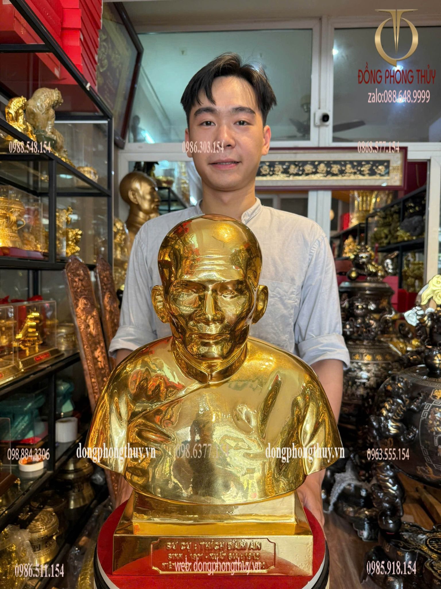 Tượng chân dung truyền thần dát vàng 24k