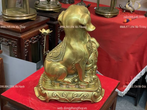 tượng chó phong thủy giáp tiền cỡ đại cao 28cm bằng đồng