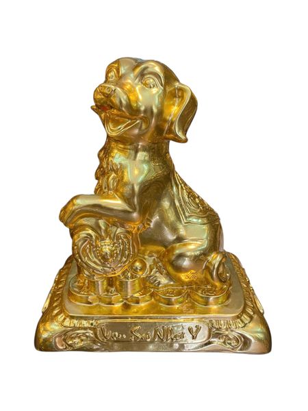 Tượng chó phong thủy bằng đồng dát vàng 24k