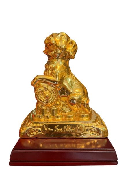 Tượng chó bằng đồng vạn sự như ý dát vàng 24k
