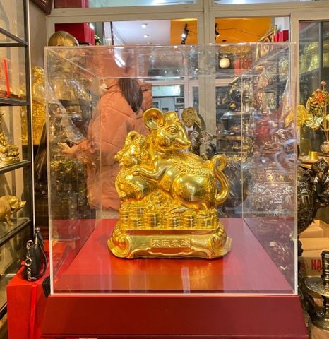 Tượng chuột chữ nho phong thủy dát vàng 24k