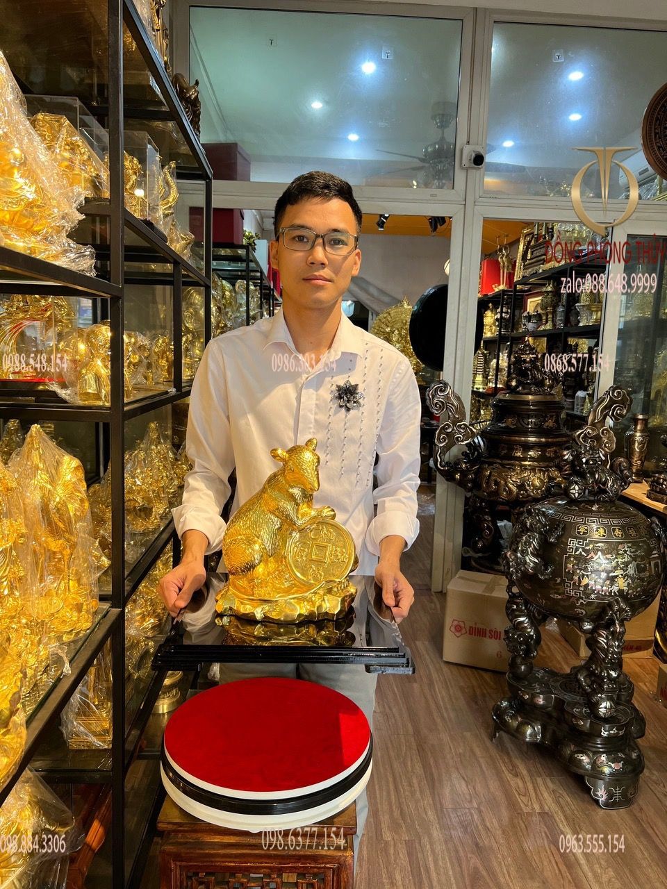 Tượng chuột phong thủy dát vàng 24k