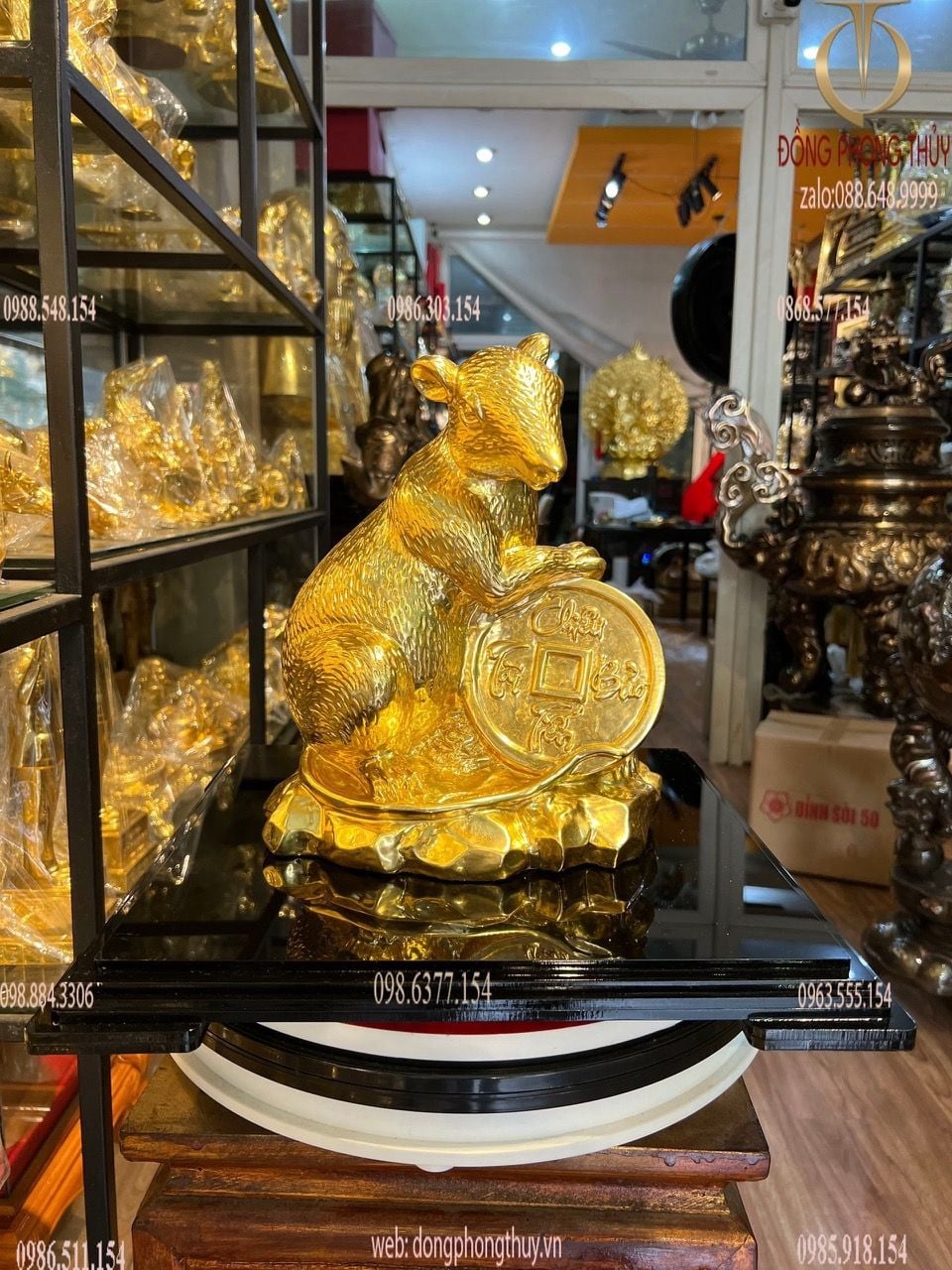 Tượng chuột phong thủy dát vàng 24k
