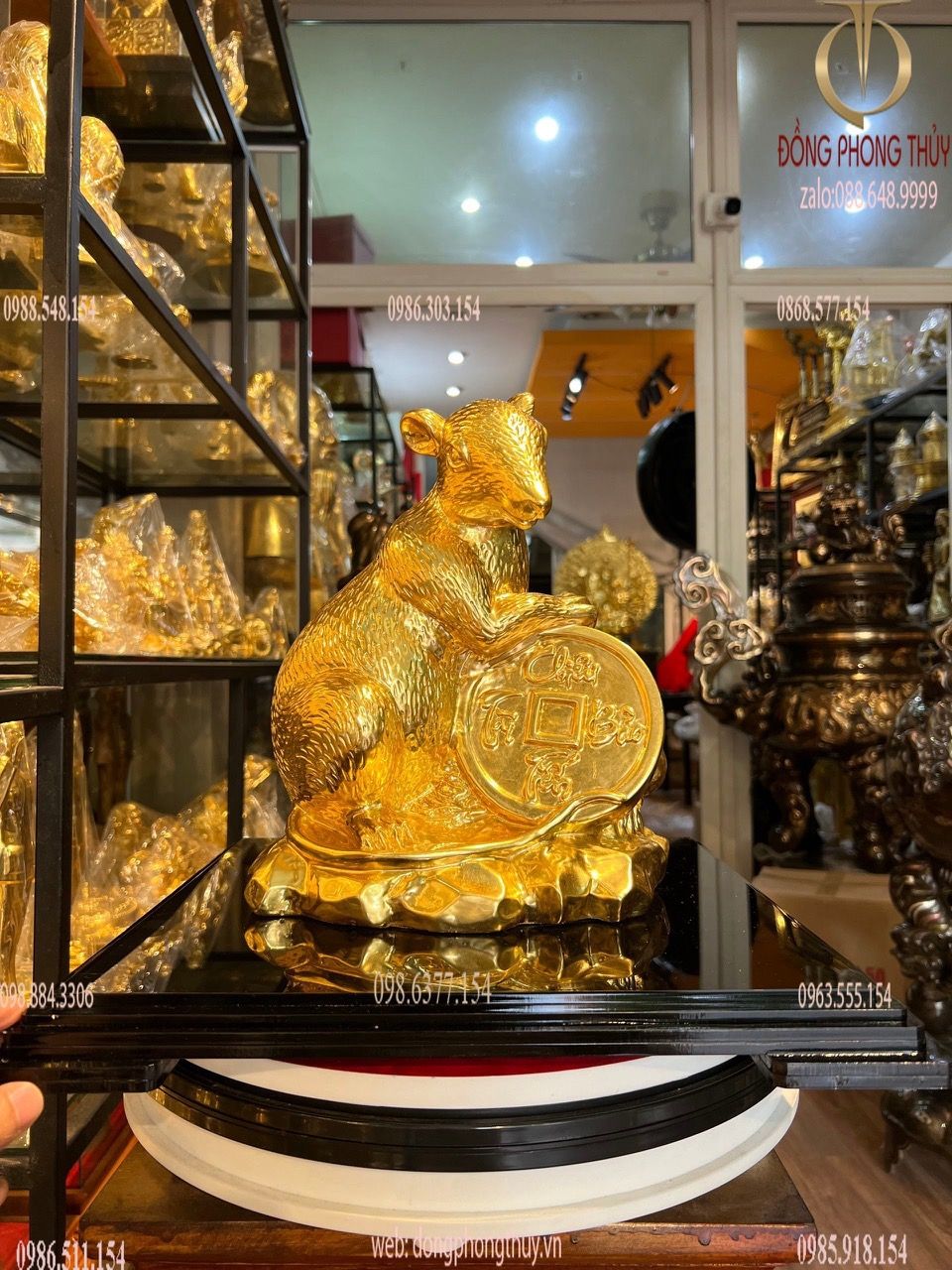 Tượng chuột phong thủy dát vàng 24k