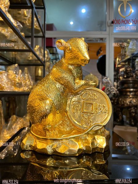 Quà tặng sếp: Tượng chuột phong thủy dát vàng 24k