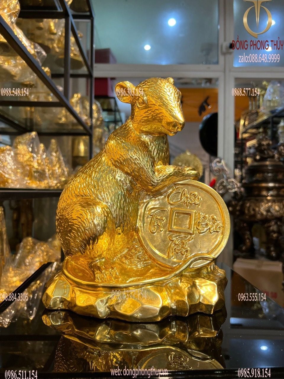 Tượng chuột phong thủy dát vàng 24k