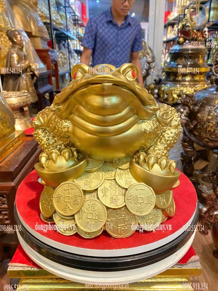 Tượng cóc thiềm thừ bằng đồng Cao 22 dài 34.5 rộng 24 nặng 6.1kg