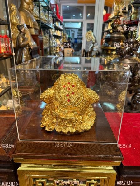 Thiềm thừ - Cóc ngậm tiền bằng đồng dát vàng 24k