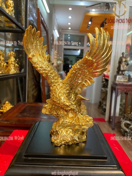 Quà tặng sếp: Tượng đại bàng cao 20cm dát vàng 24k