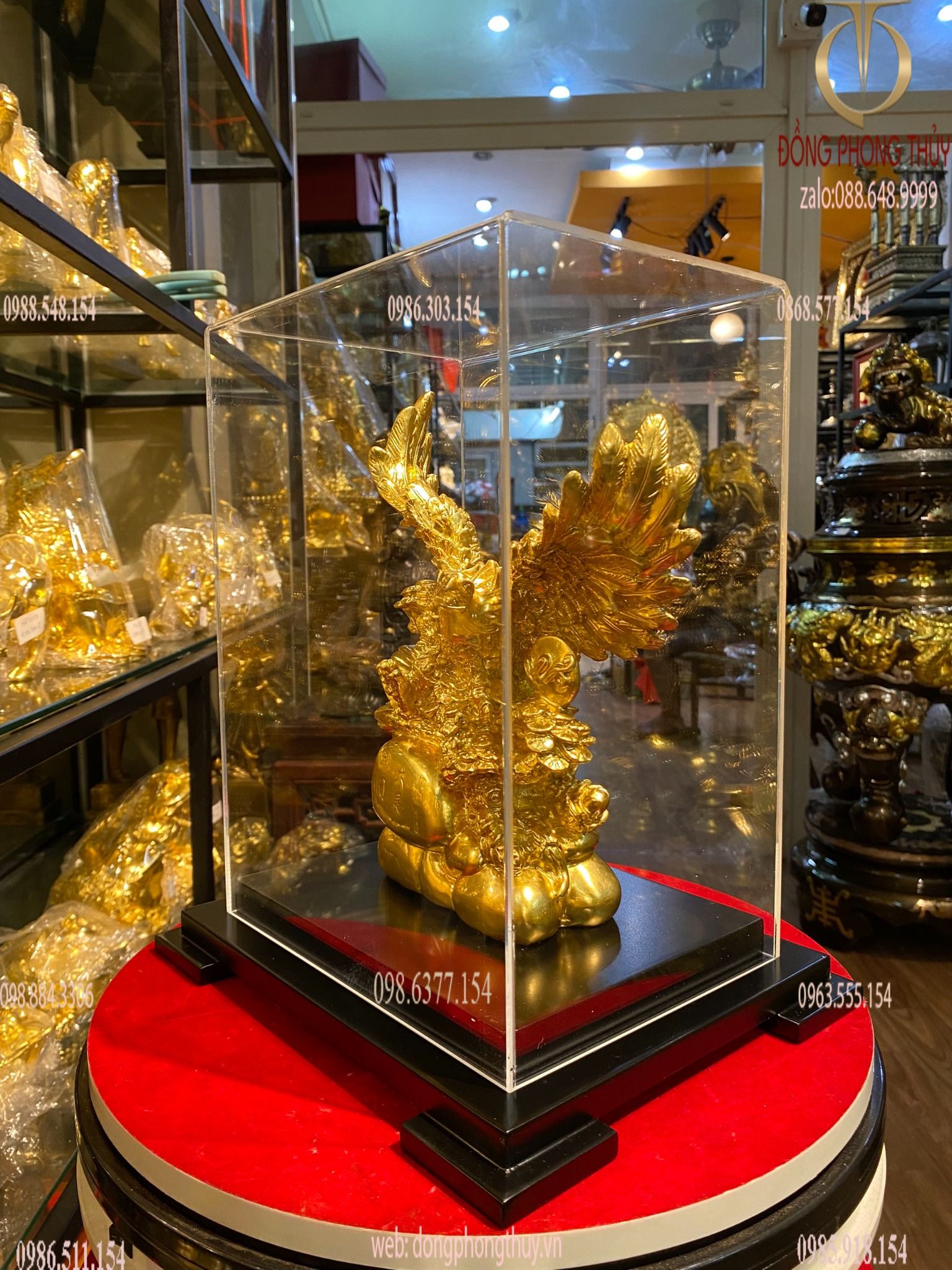 Quà tặng sếp: Tượng đại triển hồng đồ bằng đồng dát vàng 24k