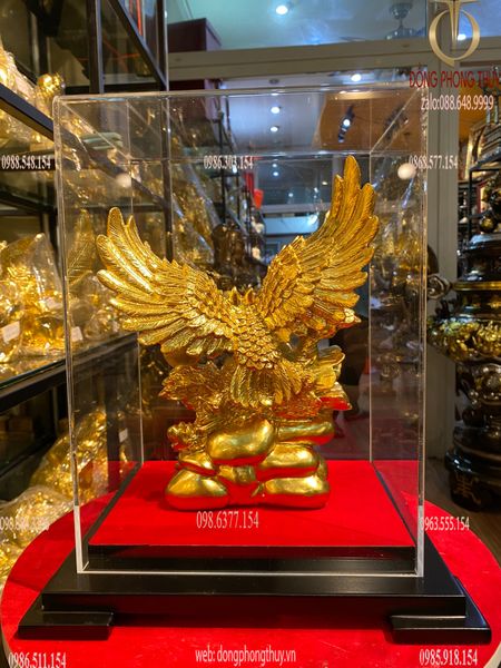 Quà tặng sếp: Tượng đại bàng bằng đồng dát vàng 24k cao 24 ngang 20 sâu 7,5cm nặng 2kg