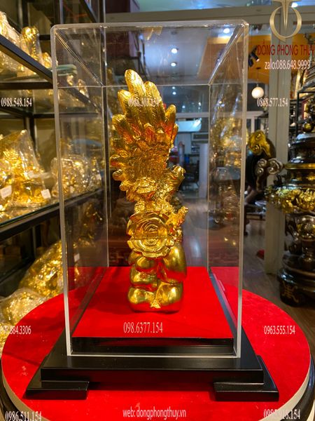 Quà tặng sếp: Tượng đại bàng bằng đồng dát vàng 24k cao 24 ngang 20 sâu 7,5cm nặng 2kg